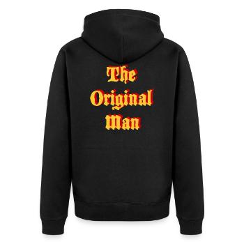 The Original Man - Unisex Premium Organic Zip Hoodie - black - Back - Nico (187cm)