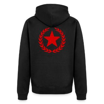 Roter Stern - Unisex Premium Bio Zip Hoodie - Schwarz - Hinten - Nico (187cm)