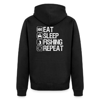 Fishing and I - Unisex Premium Organic Zip Hoodie - black - Back - Nico (187cm)