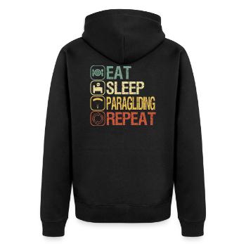 Paragliding - Unisex Premium Bio Zip Hoodie - Schwarz - Hinten - Nico (187cm)