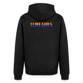 J'aime les filles LGBTQ Lesbian Pride Rainbow Gift - Veste à capuche bio Premium Unisexe - noir - Dos - Nico (187cm)