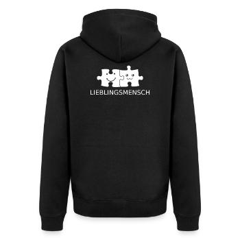 Lieblingsmensch Geschenkidee - Unisex Premium Bio Zip Hoodie - Schwarz - Hinten - Nico (187cm)
