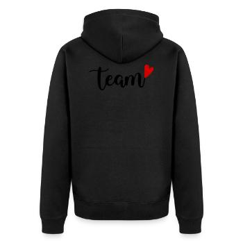 Team - Unisex Premium Bio Zip Hoodie - Schwarz - Hinten - Nico (187cm)