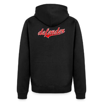 defender defense abwehr spieler football shirt cap - Unisex Premium Bio Zip Hoodie - Schwarz - Hinten - Nico (187cm)
