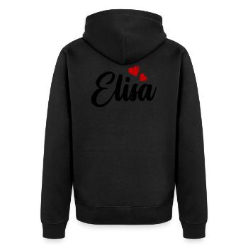 ELISA - Unisex Premium Organic Zip Hoodie - black - Back - Nico (187cm)
