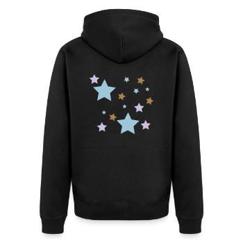stars - Unisex Premium Bio Zip Hoodie - Schwarz - Hinten - Nico (187cm)