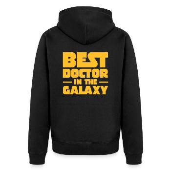 Best Doctor In The Galaxy - Unisex Premium Bio Zip Hoodie - Schwarz - Hinten - Nico (187cm)