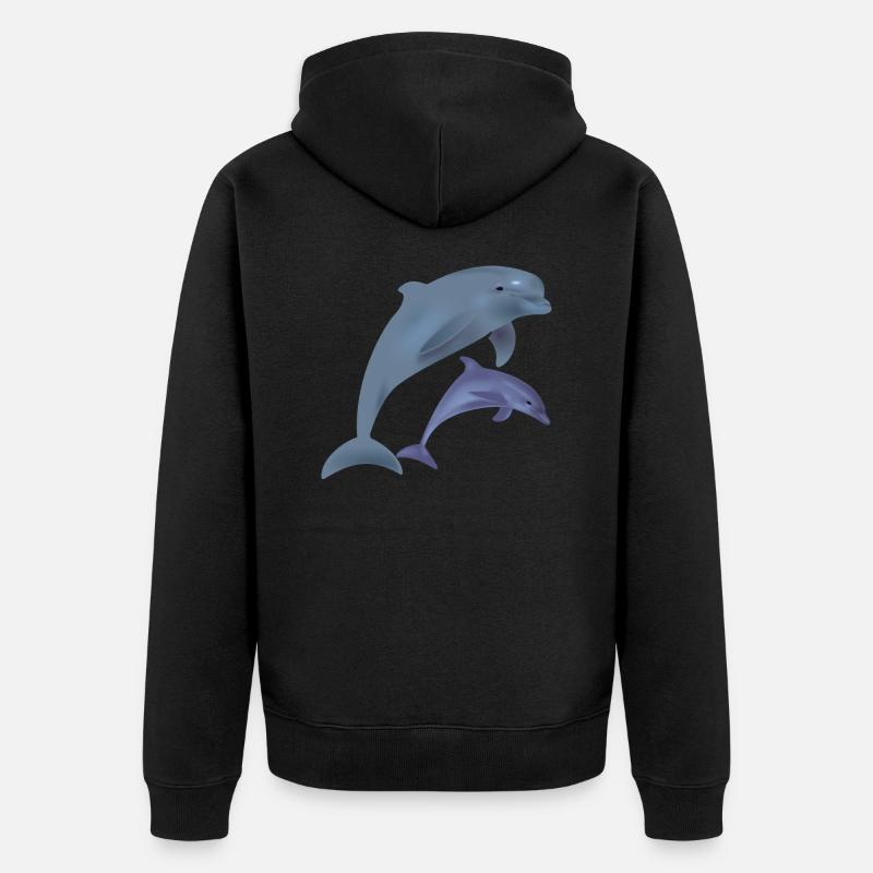 Dolphins - Unisex Premium Bio Zip Hoodie - Schwarz
