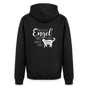 Katze - Engel - Unisex Premium Bio Zip Hoodie - Schwarz - Hinten - Nico (187cm)