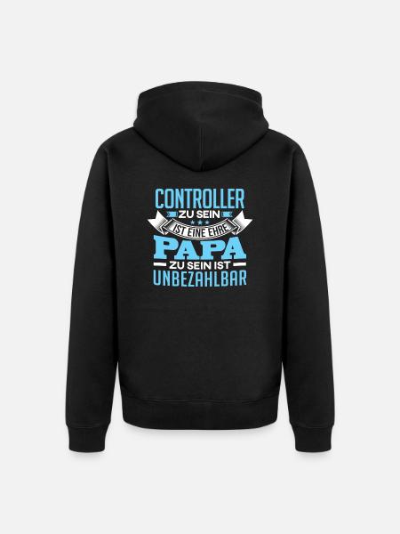 CONTROLLER und Papa - Unisex Premium Bio Zip Hoodie - Schwarz