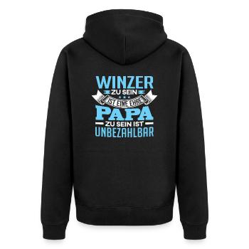 WINZER und Papa - Unisex Premium Bio Zip Hoodie - Schwarz - Hinten - Nico (187cm)
