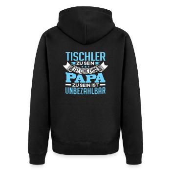 TISCHLER und Papa - Unisex Premium Bio Zip Hoodie - Schwarz - Hinten - Nico (187cm)