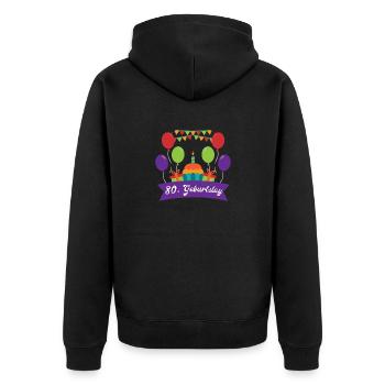 80 Geburtstag - Unisex Premium Bio Zip Hoodie - Schwarz - Hinten - Nico (187cm)