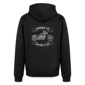 motorcycle_3 - Unisex Premium Organic Zip Hoodie - black - Back - Nico (187cm)