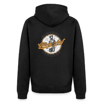 Ruhrpott Steiger grey - Unisex Premium Bio Zip Hoodie - Schwarz - Hinten - Nico (187cm)