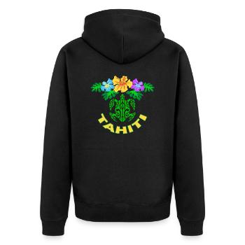 tahiti symbol 02 - Unisex Premium Organic Zip Hoodie - black - Back - Nico (187cm)