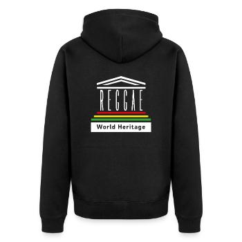 Reggae World Heritage - Unisex Premium Organic Zip Hoodie - black - Back - Nico (187cm)