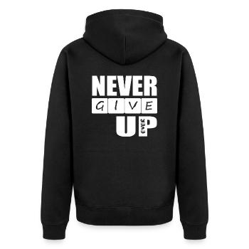 never give up ever quote - Unisex Premium Organic Zip Hoodie - black - Back - Nico (187cm)