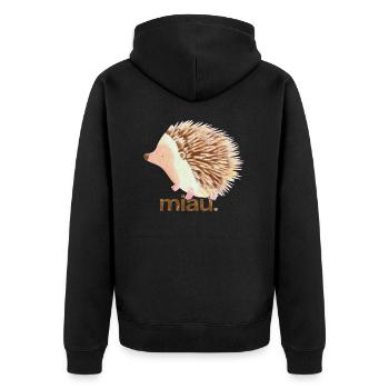 miau - Unisex Premium Bio Zip Hoodie - Schwarz - Hinten - Nico (187cm)