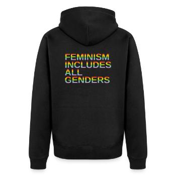 Feminism includes all genders - Unisex Premium Organic Zip Hoodie - black - Back - Nico (187cm)