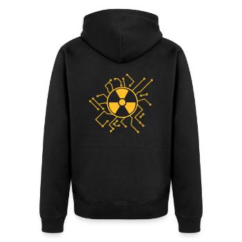 atomar atom symbol zeichen radioaktiv atombombe fa - Unisex Premium Bio Zip Hoodie - Schwarz - Hinten - Nico (187cm)