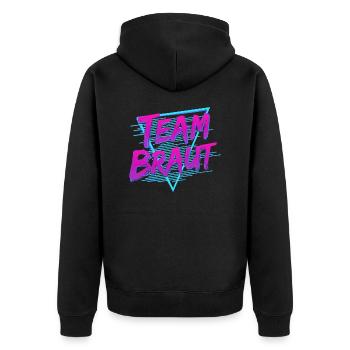 Team Braut (80s Style) - Unisex Premium Bio Zip Hoodie - Schwarz - Hinten - Nico (187cm)
