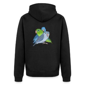 Three parrot parrots - Unisex Premium Organic Zip Hoodie - black - Back - Nico (187cm)