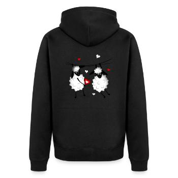 Schafe Bock Lamm Lämmer Schaf Ziege Wolle - Unisex Premium Bio Zip Hoodie - Schwarz - Hinten - Nico (187cm)