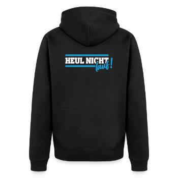 Heul nicht lauf Läufer Marathon Spruch - Unisex Premium Bio Zip Hoodie - Schwarz - Hinten - Nico (187cm)