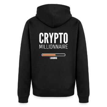 Crypto Millionaire Loading Argent Bitcoin Humour - Veste à capuche bio Premium Unisexe - noir - Dos - Nico (187cm)
