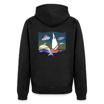 Sailboat - Unisex Premium Organic Zip Hoodie - black - Back - Nico (187cm)