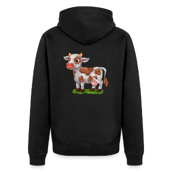 Kuh Bauernhof - Unisex Premium Bio Zip Hoodie - Schwarz - Hinten - Nico (187cm)