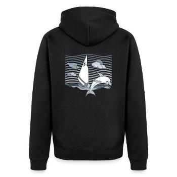 Sailboat - Unisex Premium Organic Zip Hoodie - black - Back - Nico (187cm)