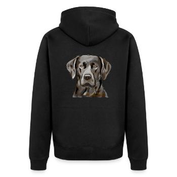 Labrador - Unisex Premium Organic Zip Hoodie - black - Back - Nico (187cm)