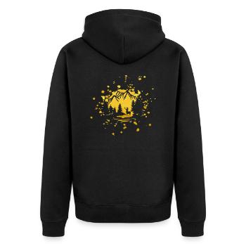 Coucher de soleil doré dans la montagne. - Veste à capuche bio Premium Unisexe - noir - Dos - Nico (187cm)