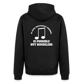 Musiciens de musique Professeur de musique Dicton de musique Faire de la musique - Veste à capuche bio Premium Unisexe - noir - Dos - Nico (187cm)