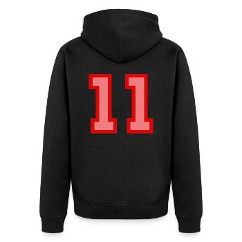 Coole Retro Retrostyle Jersey Nummer Rückennummer - Unisex Premium Bio Zip Hoodie - Schwarz - Hinten - Nico (187cm)