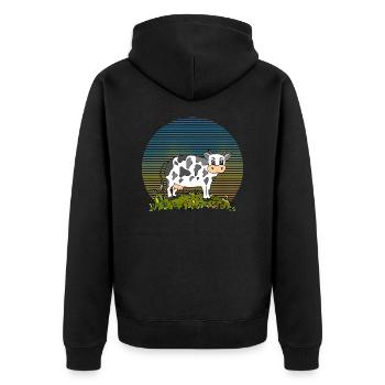 Cow - Unisex Premium Organic Zip Hoodie - black - Back - Nico (187cm)