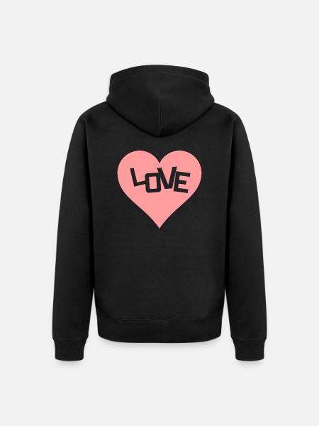Love Liebe Herz - Unisex Premium Bio Zip Hoodie - Schwarz