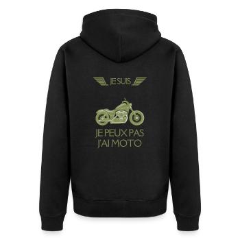 Je Suis Je Peux Pas J'ai Moto Personnalisé - Veste à capuche bio Premium Unisexe - noir - Dos - Nico (187cm)