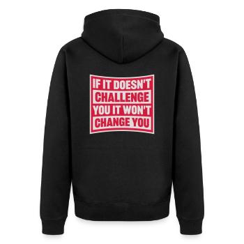 Séance d’entraînement Fitness Motivation Citation - Veste à capuche bio Premium Unisexe - noir - Dos - Nico (187cm)