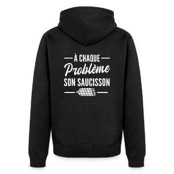 à chaque problème son saucisson - Veste à capuche bio Premium Unisexe - noir - Dos - Nico (187cm)