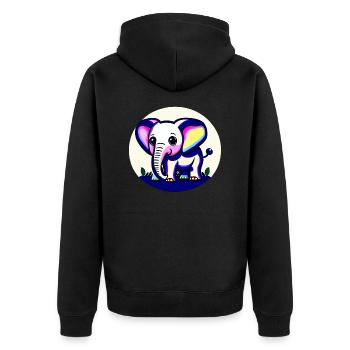 Kleiner Elefant Cartoon niedlich Liebe Abenteuer 4 - Unisex Premium Bio Zip Hoodie - Schwarz - Hinten - Nico (187cm)