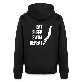 Schwimmerin Schwimmer Frau Schwimmverein Schwimmen - Unisex Premium Bio Zip Hoodie - Schwarz - Hinten - Nico (187cm)