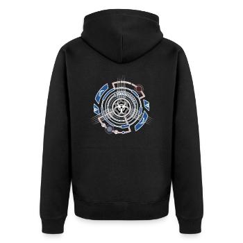 Tech Design Zukunft Technikfreaks - Unisex Premium Bio Zip Hoodie - Schwarz - Hinten - Nico (187cm)