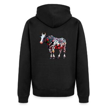 Jita die surreale Kuh - Unisex Premium Bio Zip Hoodie - Schwarz - Hinten - Nico (187cm)
