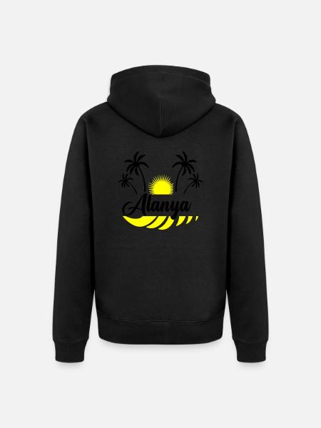 Alanya - Unisex Premium Organic Zip Hoodie - black