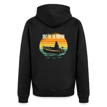 dont pay the ferriman - Unisex Premium Bio Zip Hoodie - Schwarz - Hinten - Nico (187cm)