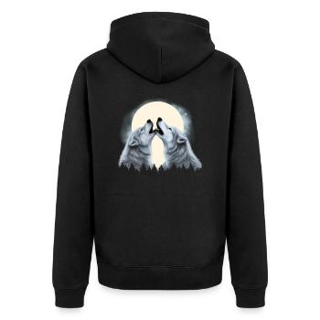 Deux loups hurlant à la Lune Couple de loups - Veste à capuche bio Premium Unisexe - noir - Dos - Nico (187cm)