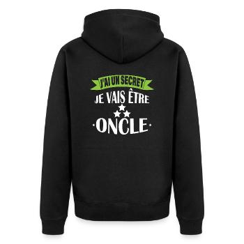 J'ai un secret je suis oncle - Veste à capuche bio Premium Unisexe - noir - Dos - Nico (187cm)